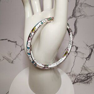 White Floral Cloisonne Enamel Bracelet